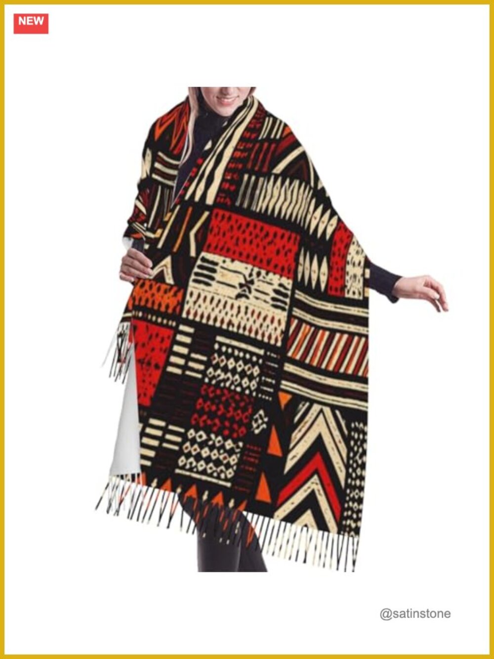 Faux Cashmere Pashmina Shawl Wrap Winter Warm Oversized Scarf Fringe